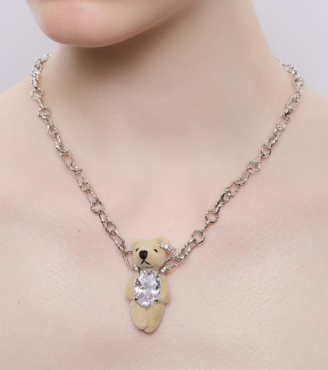 Crystal Diamond Teddy Charm Pendant