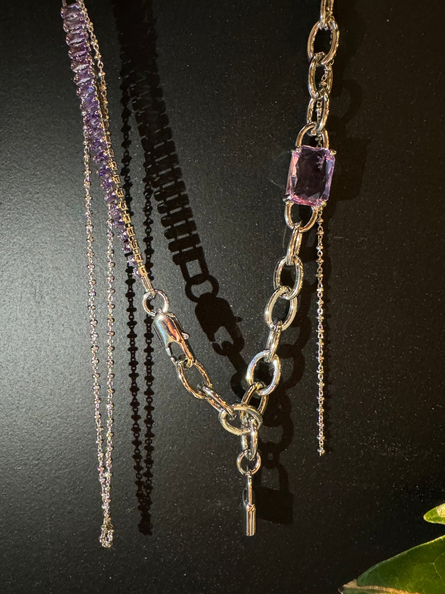 Platinum Plated Purple Gem Lock Choker