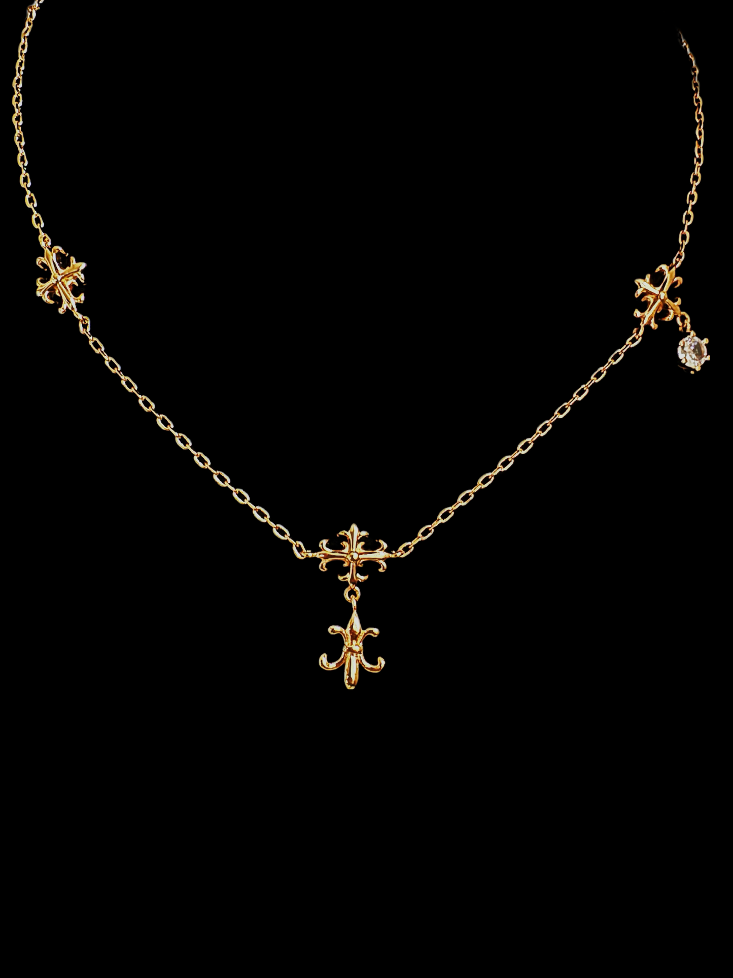 18K Real Gold Adjustable Chrome Star Necklace