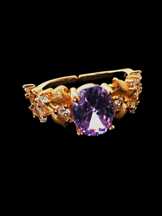 Vintage Twist Purple Gem Adjustable Ring