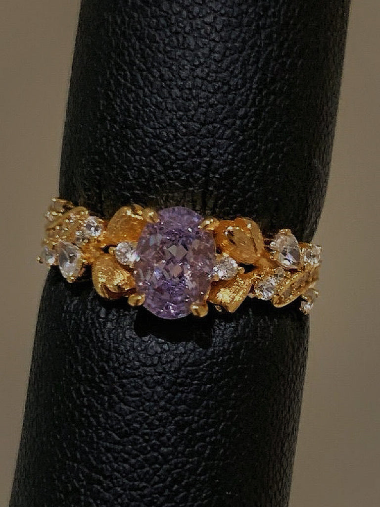 Vintage Twist Purple Gem Adjustable Ring