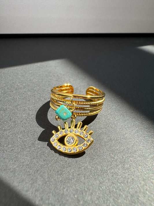 Turquoise Evil Eye Stackable Ring