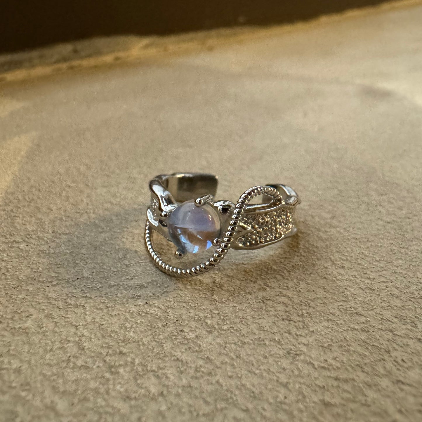 Mystical Moonstone with Chain Ring