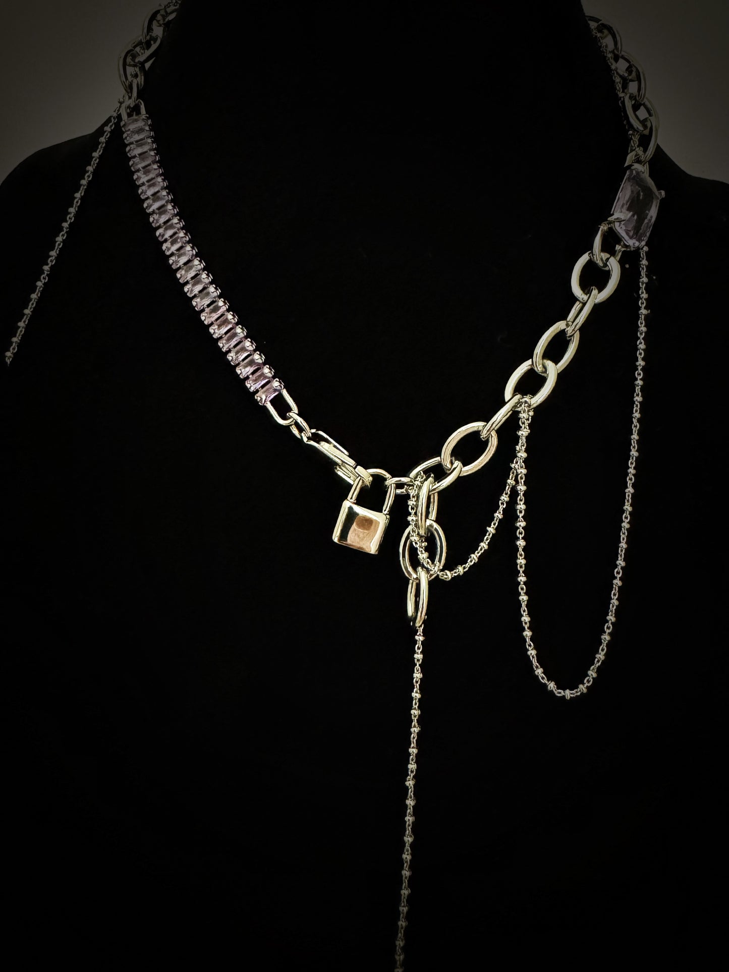 Platinum Plated Purple Gem Lock Choker