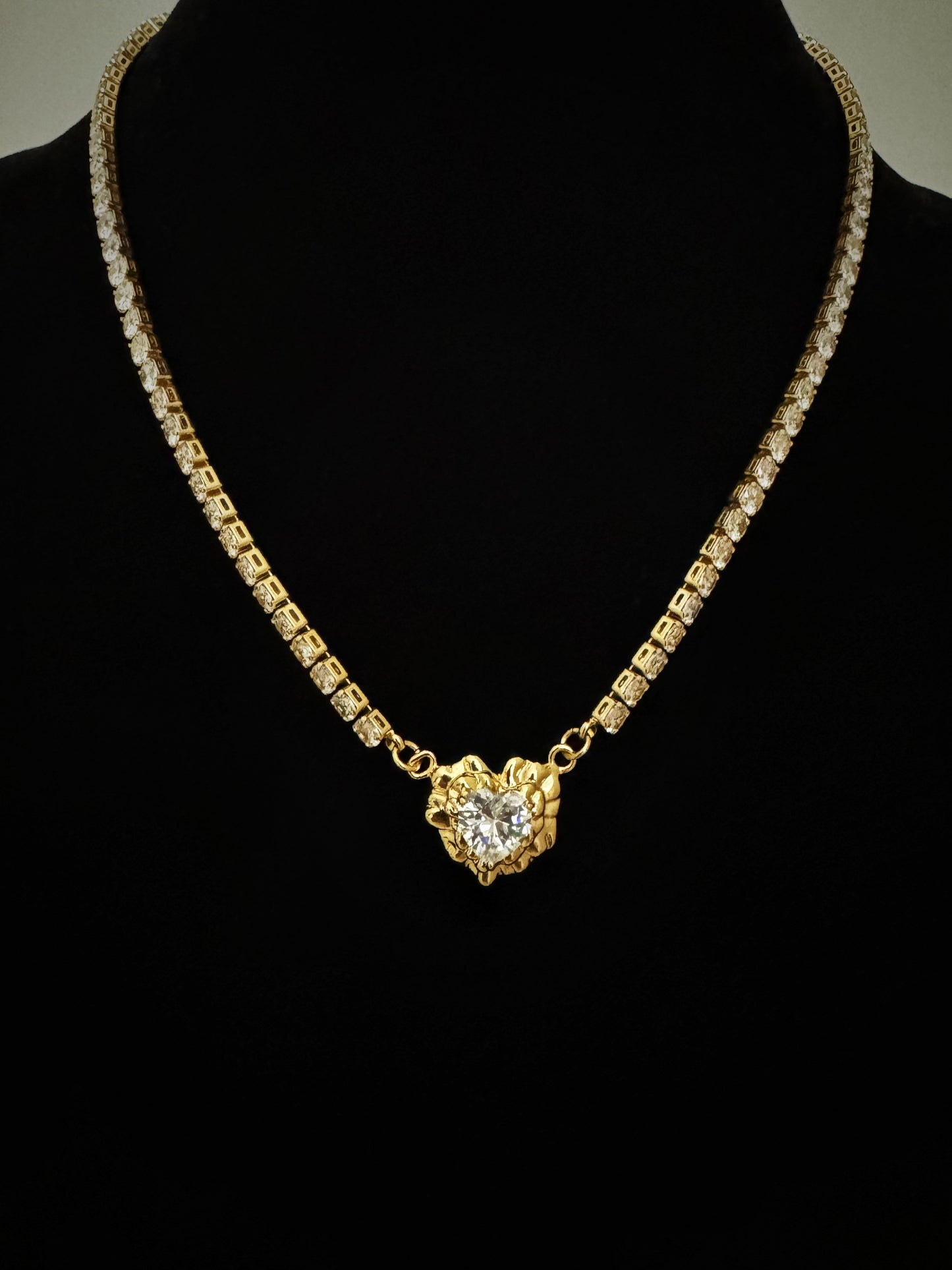 18K Real Gold Plated Heart Diamond Pendant