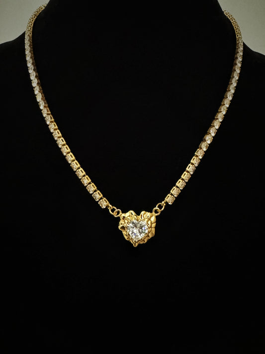 18K Real Gold Plated Heart Diamond Pendant