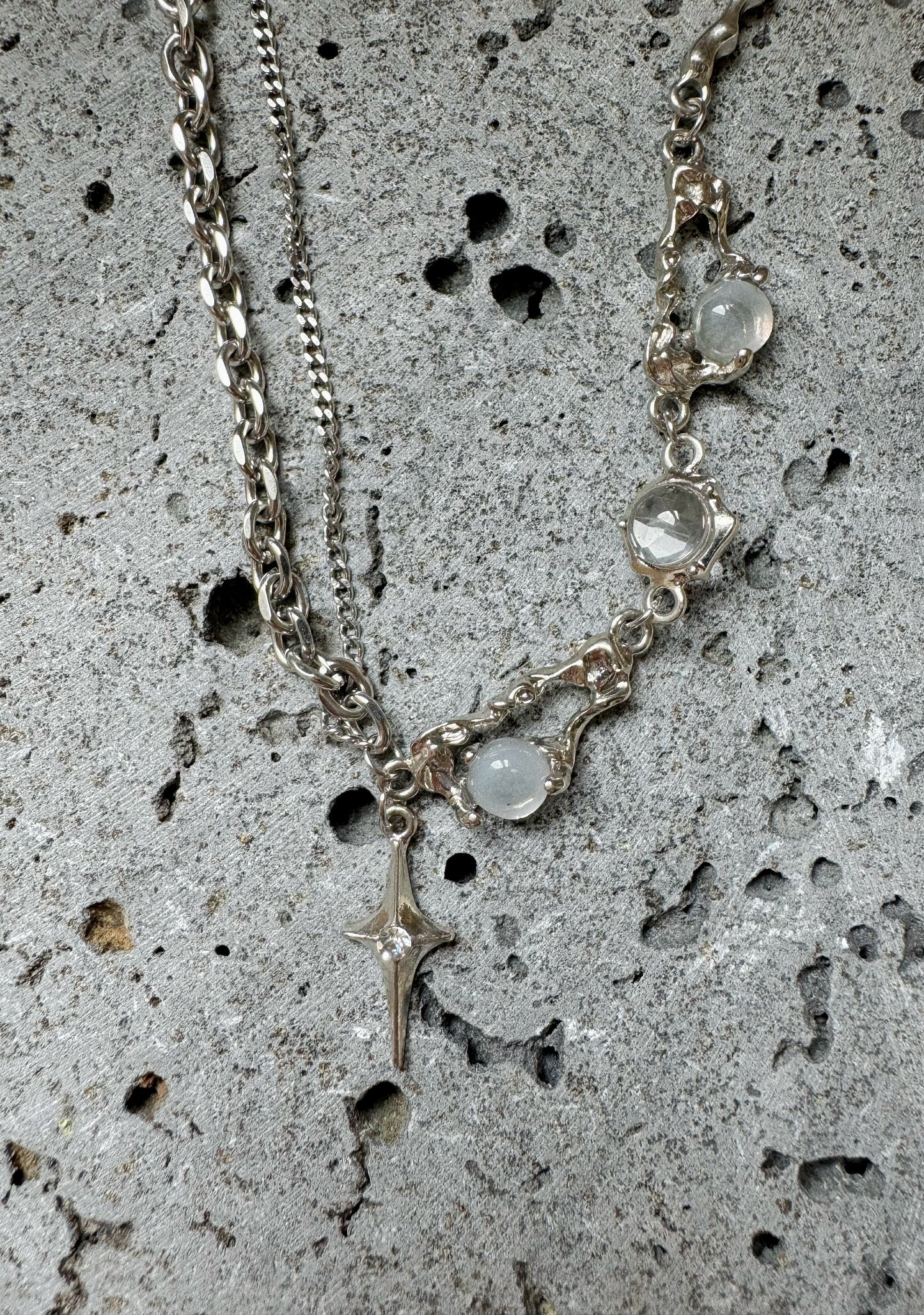 Starlight Moonstone Double Chain Necklace