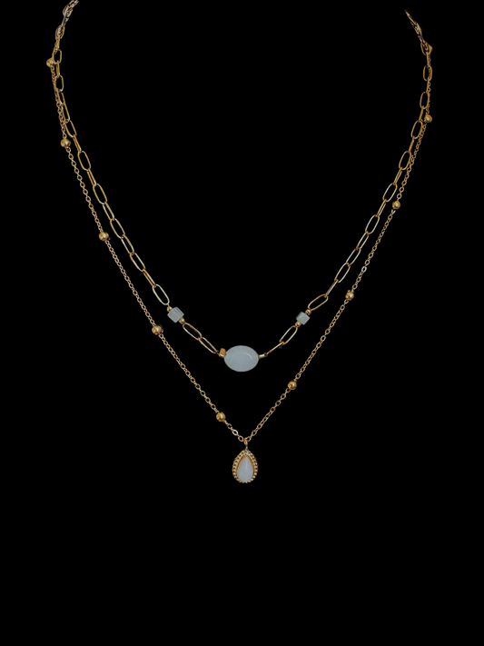 18K Gold Double Layered Moonlit Necklace