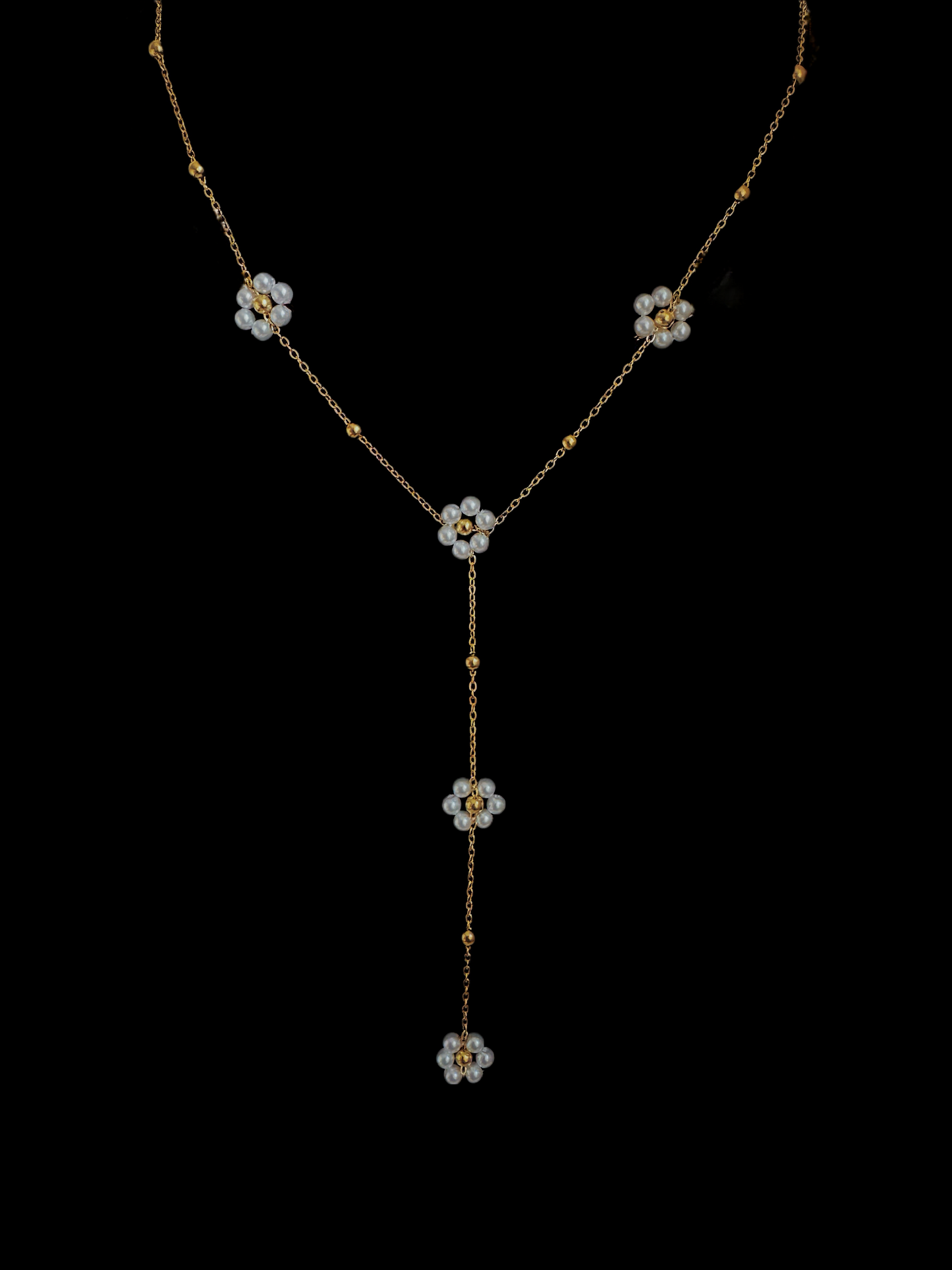 18K Gold Plated Y-shape Flower Necklace