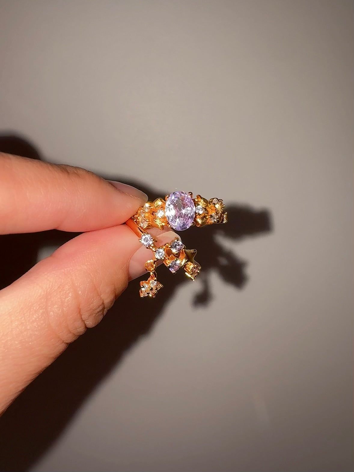 Vintage Twist Purple Gem Adjustable Ring