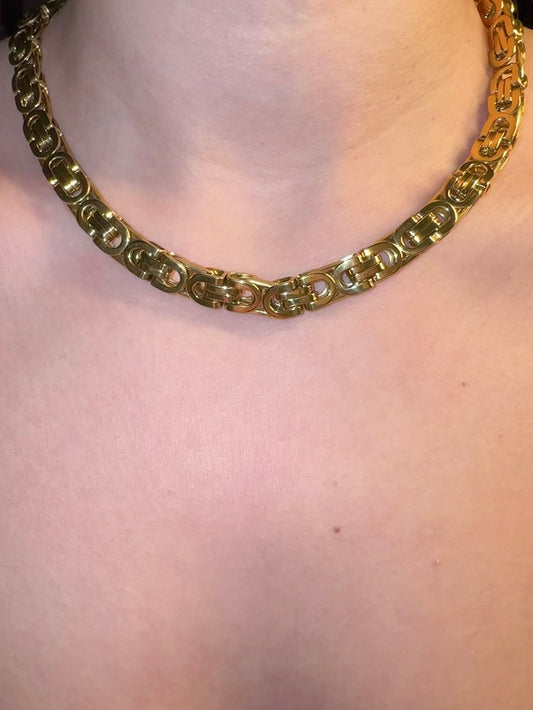 18K Real Gold Plated Plain Chain Choker