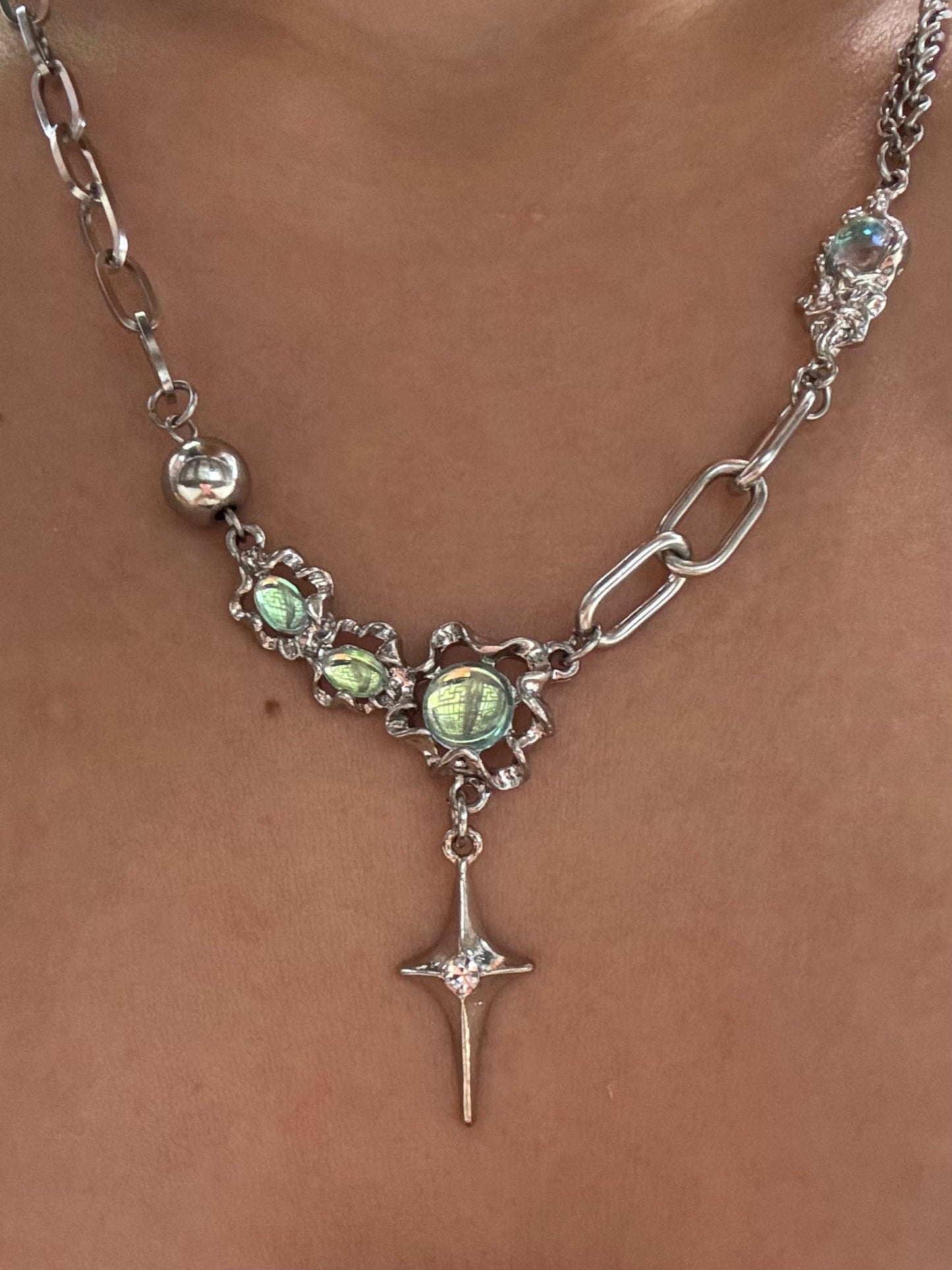 Starlight Cross Moonstone Necklace