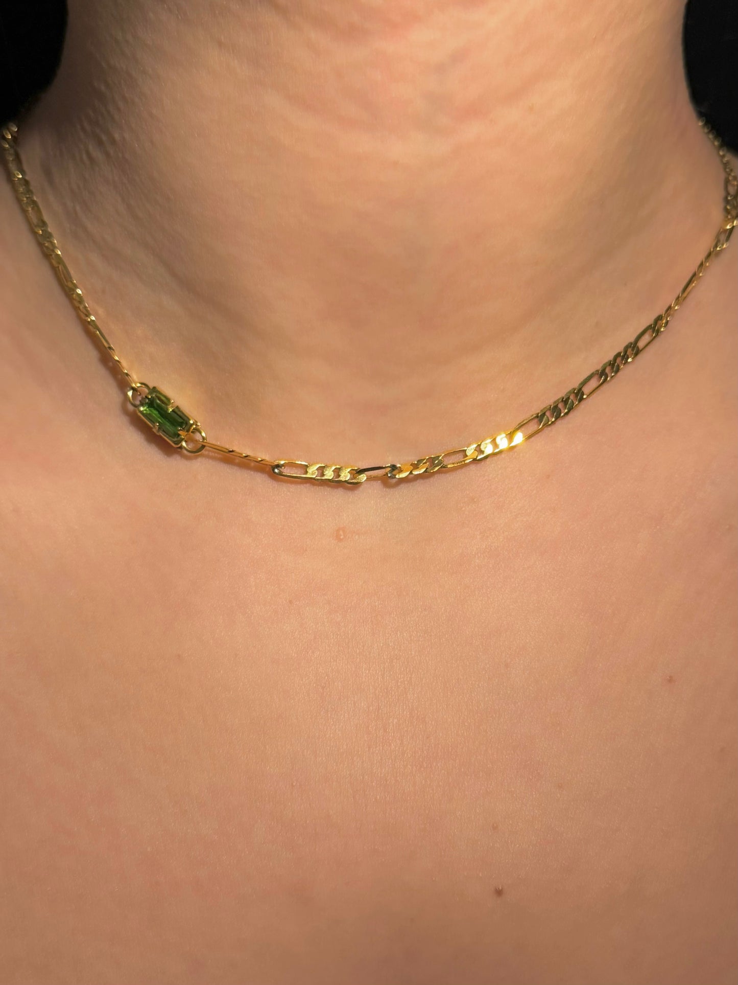 18K Gold Plated Emerald Golden Chain Necklace