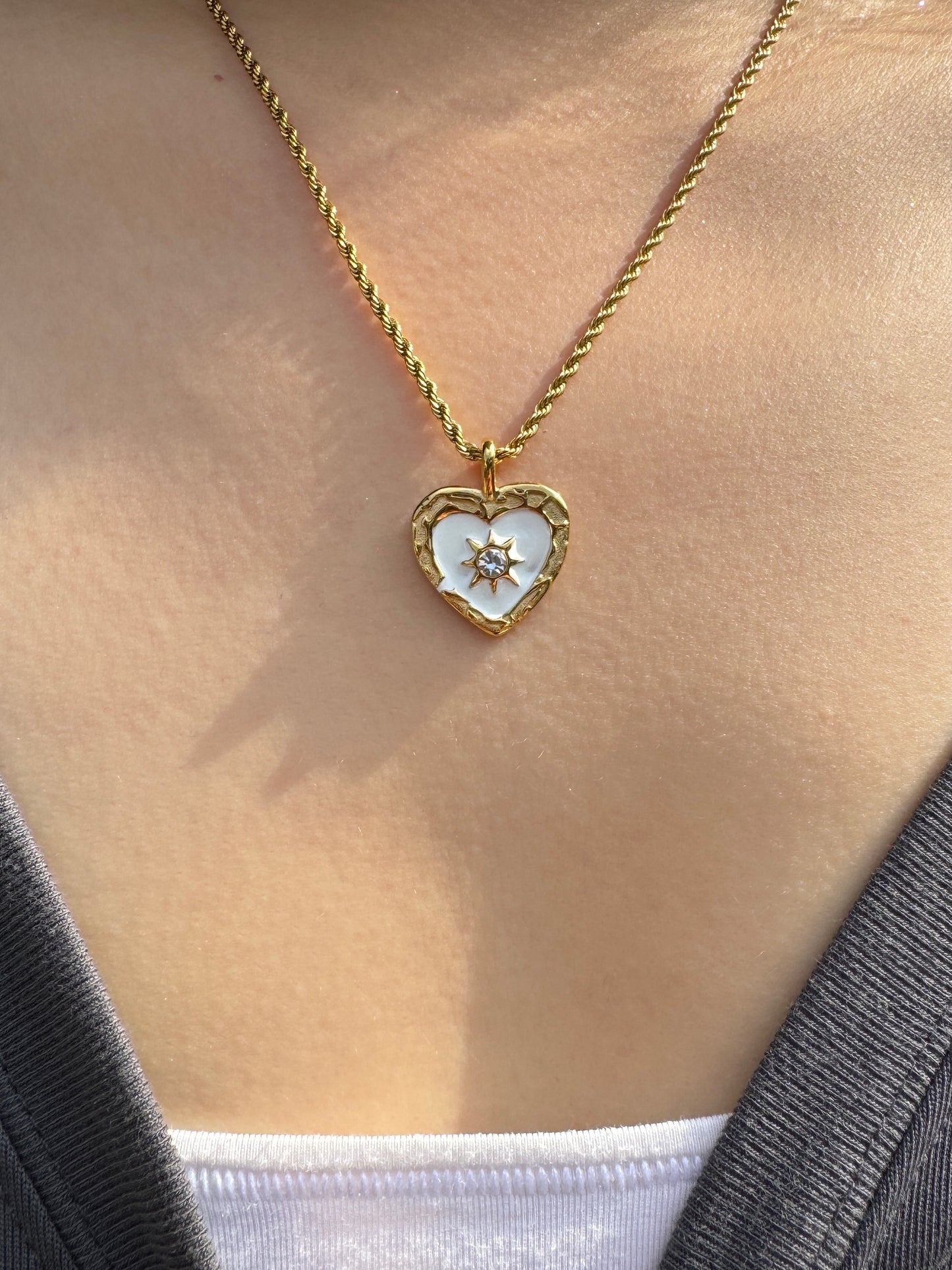 18K Real Gold Plated Vintage Heart Twist Chain Necklace